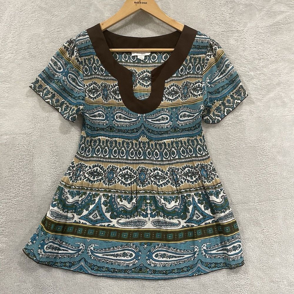 Dress Barn Dress Women's Petite Medium PM Sundress Midi Paisley Blue Juniper